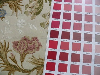 Old Wolrd Weaver French Lace Carnation Lampas Blue Pink Cream Bt