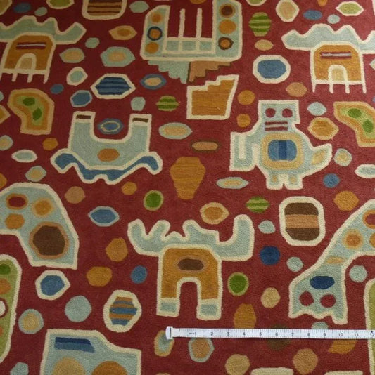 CLARENCE HOUSE ALL OVER WOOL CREWEL WINE RED BTY