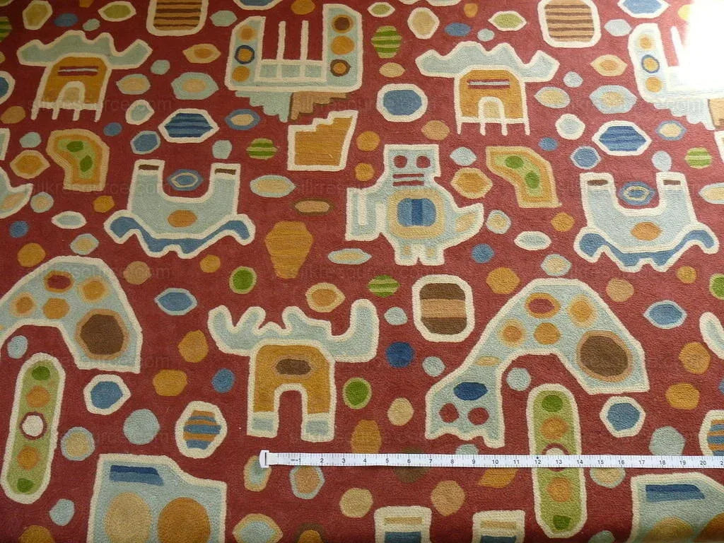 Clarence House All Over Wool Crewel Wine Red Bty