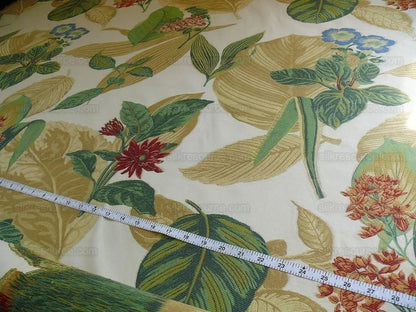 Tropical Flowers & Foliage On Cream Fil Coupe High end Bty