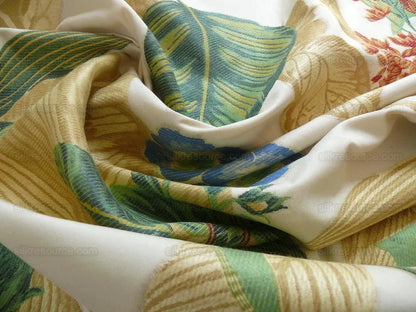 Tropical Flowers & Foliage On Cream Fil Coupe High end Bty