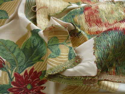 Tropical Flowers & Foliage On Cream Fil Coupe High end Bty