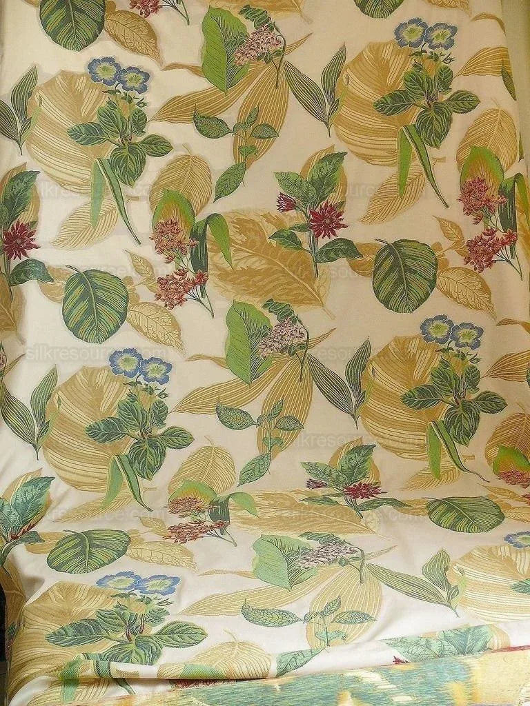 Tropical Flowers & Foliage On Cream Fil Coupe High end Bty