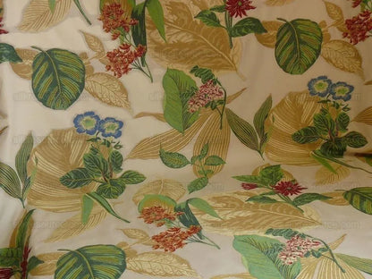 Tropical Flowers & Foliage On Cream Fil Coupe High end Bty