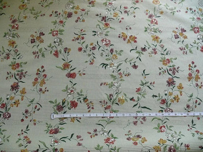 Scalamandre Charlotte Flower On Green Plaid Hand Painted Pink Red Purple Green Trellis English Country Garden 15 Screens!