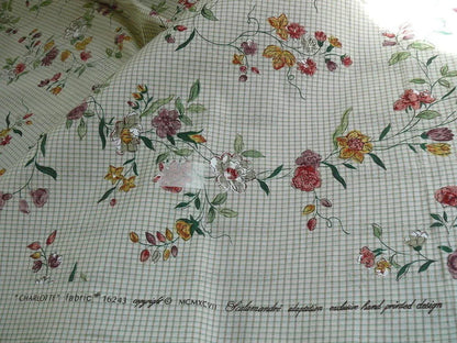 Scalamandre Charlotte Flower On Green Plaid Hand Painted Pink Red Purple Green Trellis English Country Garden 15 Screens!