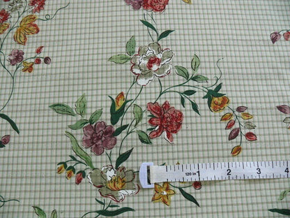 Scalamandre Charlotte Flower On Green Plaid Hand Painted Pink Red Purple Green Trellis English Country Garden 15 Screens!
