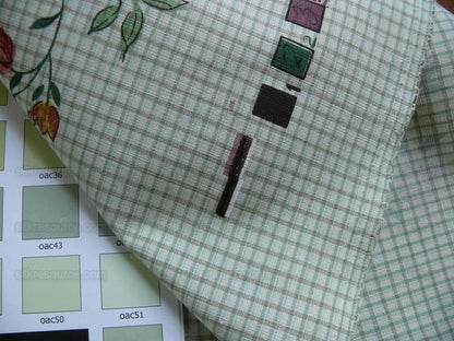 Scalamandre Charlotte Flower On Green Plaid Hand Painted Pink Red Purple Green Trellis English Country Garden 15 Screens!