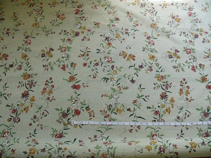 Scalamandre Charlotte Flower On Green Plaid Hand Painted Pink Red Purple Green Trellis English Country Garden 15 Screens!