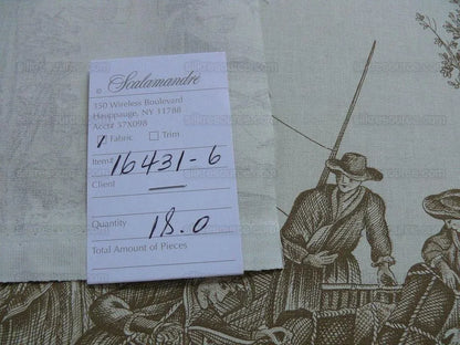 Scalamandre Marine Toile de Jouy Chintz Cotton Ships Sea Voyage Fishing Village Print Sand White MSRP USD 228Y