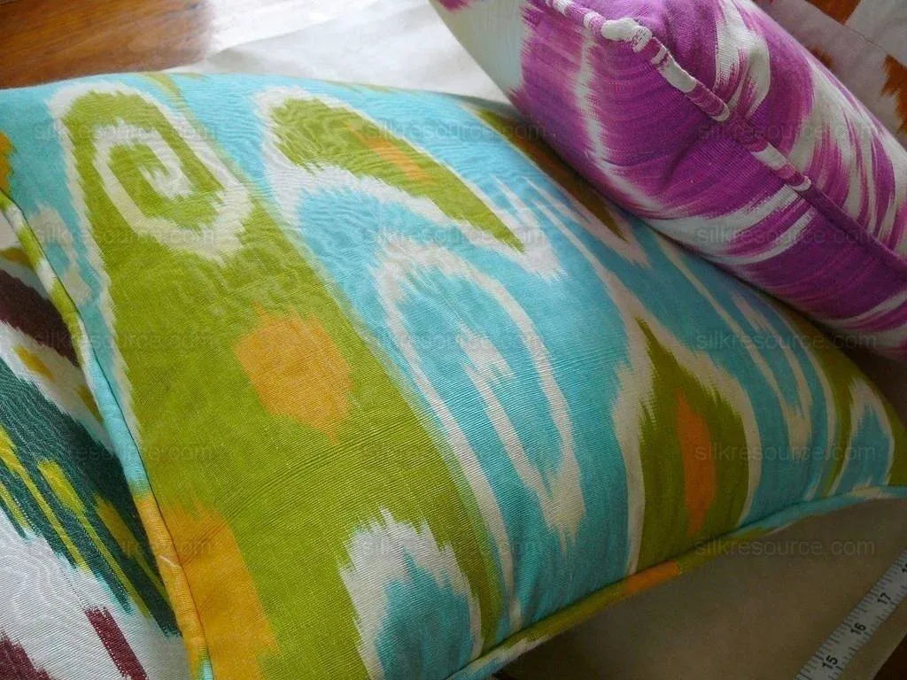 Brunschwig &amp; Fils Silk Ikat Pillow Turquoise