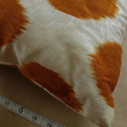 BRUNSCHWIG & FILS SILK IKAT PILLOW BROWN SPOTS ON WHITE