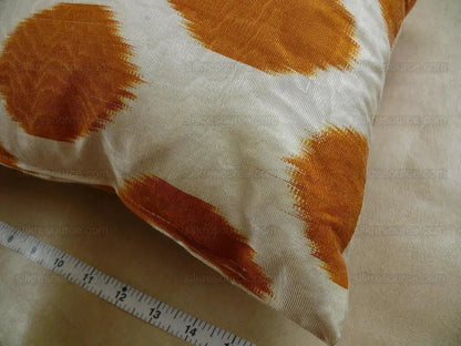 Brunschwig &amp; Fils Silk Ikat Pillow Brown orange Spots On White