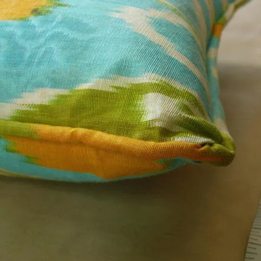 BRUNSCHWIG & FILS SILK IKAT PILLOW TURQUOISE