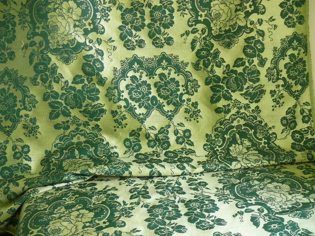 by Yard Scalamandre Villa Louis Silk Brocatelle Emerald Green MSRP USD 800+