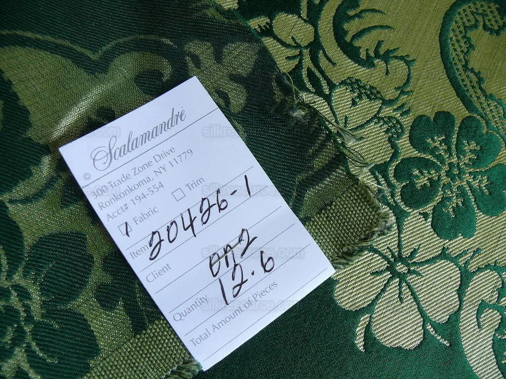 by Yard Scalamandre Villa Louis Silk Brocatelle Emerald Green MSRP USD 800+
