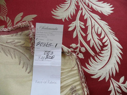 BY Yard Scalamandre "readbourne Bouquet" Silk Lampas Red White Neoclassical, Scarlet