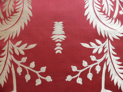 By Yd Scalamandre "Readbourne Bouquet" Silk Lampas Scarlet Red White MSRP USD 450/yard