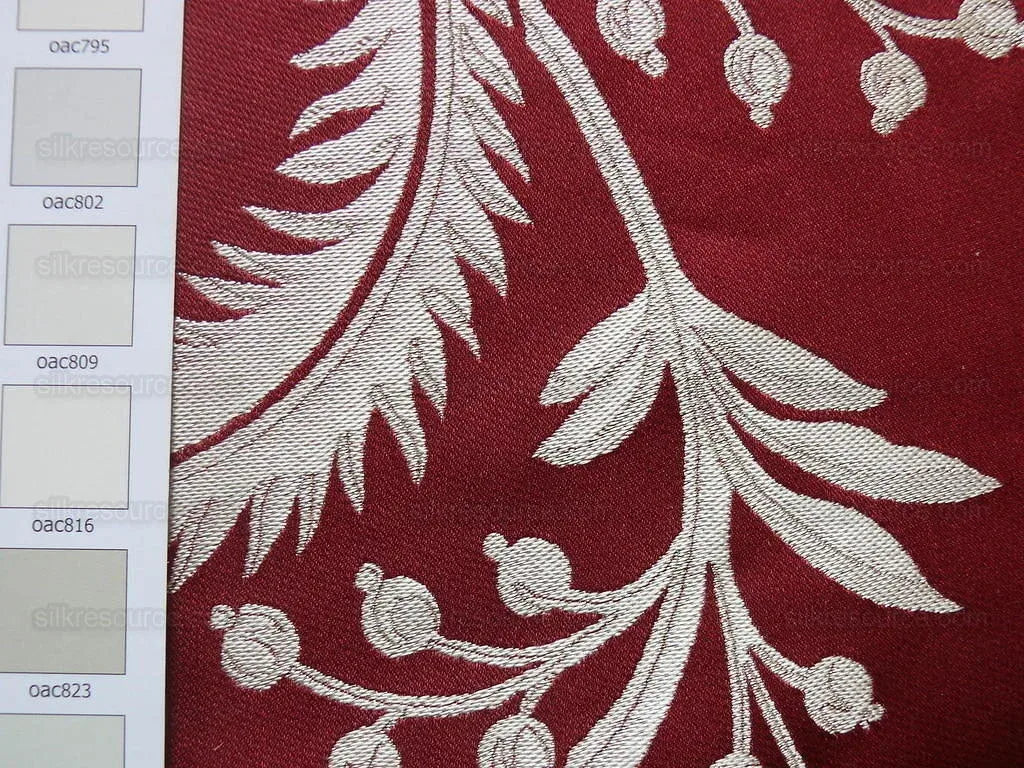 BY Yard Scalamandre "readbourne Bouquet" Silk Lampas Red White Neoclassical, Scarlet