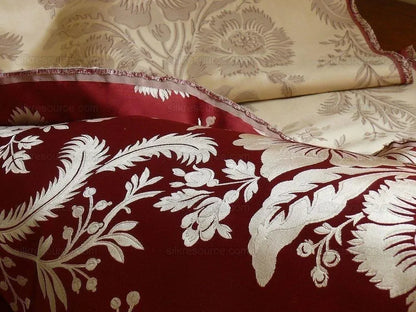 BY Yard Scalamandre "readbourne Bouquet" Silk Lampas Red White Neoclassical, Scarlet