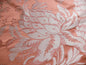 SCALAMANDRE "NATCHEZ" SILK LAMPAS, SALMON PINK & OFF WHITE SILVE