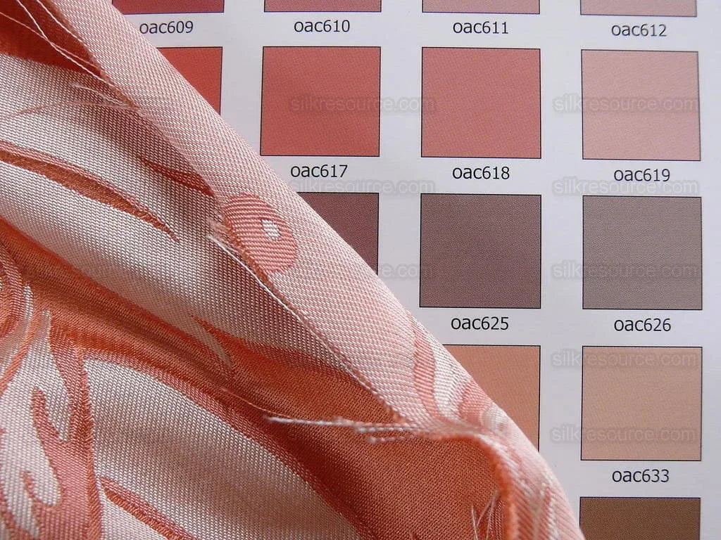 By Yard Scalamandre "NATCHEZ" Silk Lampas in Ripe Peach and Cream Salmon Pink &amp; Off White Silver PineappleWhite 18th C MSRP$1200+/Y