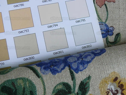 Scalamandre Lady's Fancy Print Rose Pink Green Bright Blue Purple Multi Rose Peony Tulip Hydrangea Raw Linen Heavy 16 Screens MSRP USD 216/y