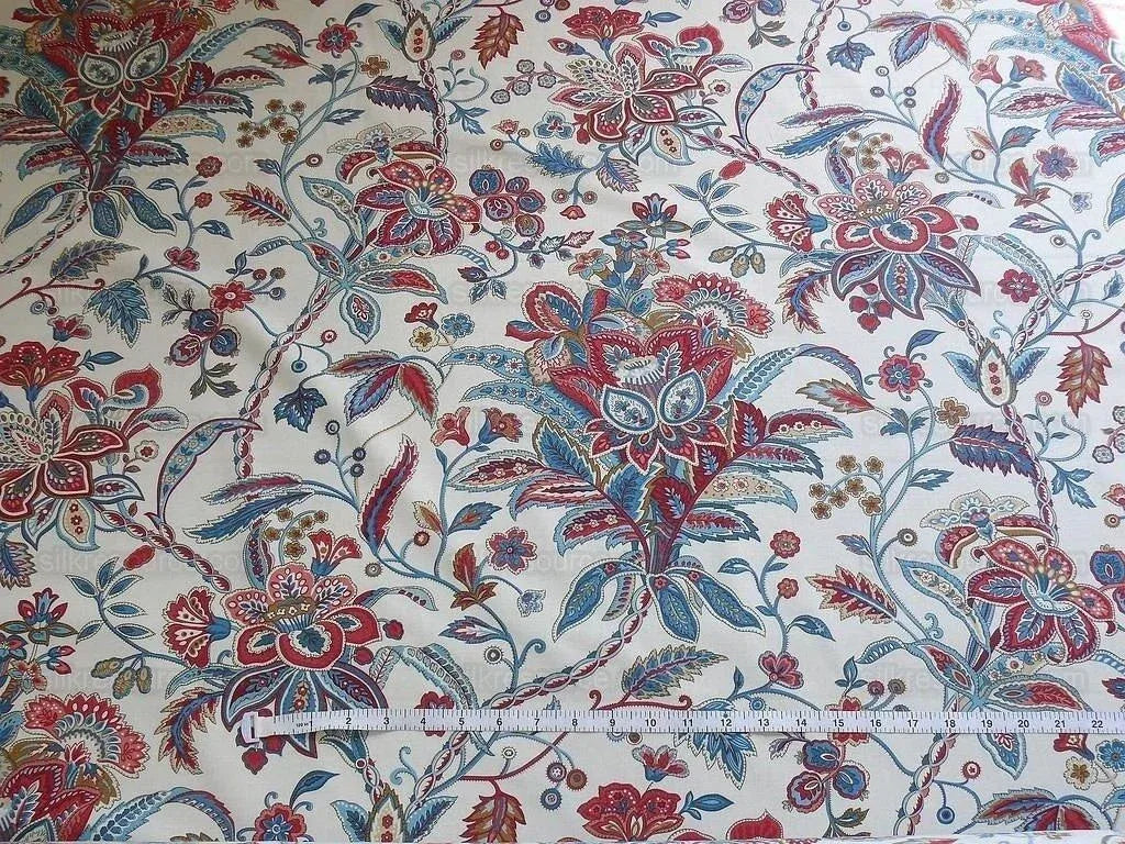 SCALAMANDRE ALDEBURGH PAISLEY TREE OF LIFE, ROSE/TEAL, BTY