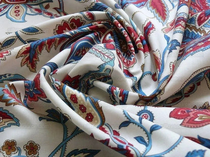 Scalamandre Aldeburgh Paisley Tree Of Life Toile Chintz Printed Palampores Cotton Rose Pink Real Blue Red Indian Chintz