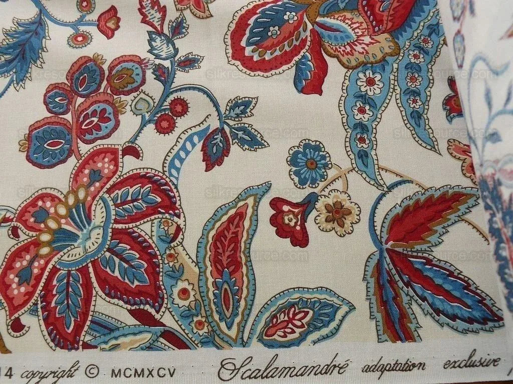 Scalamandre Aldeburgh Paisley Tree Of Life Toile Chintz Printed Palampores Cotton Rose Pink Real Blue Red Indian Chintz