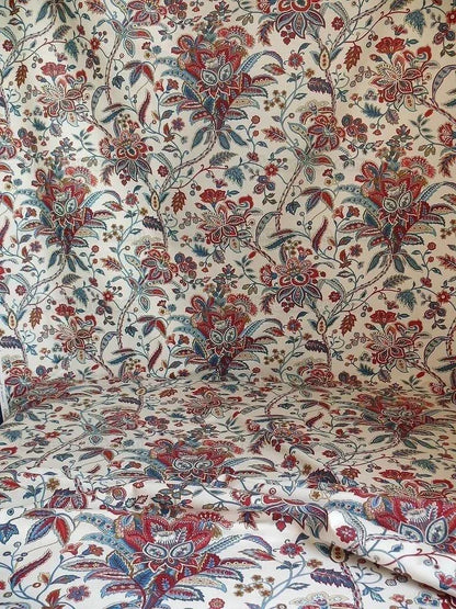 Scalamandre Aldeburgh Paisley Tree Of Life Toile Chintz Printed Palampores Cotton Rose Pink Real Blue Red Indian Chintz
