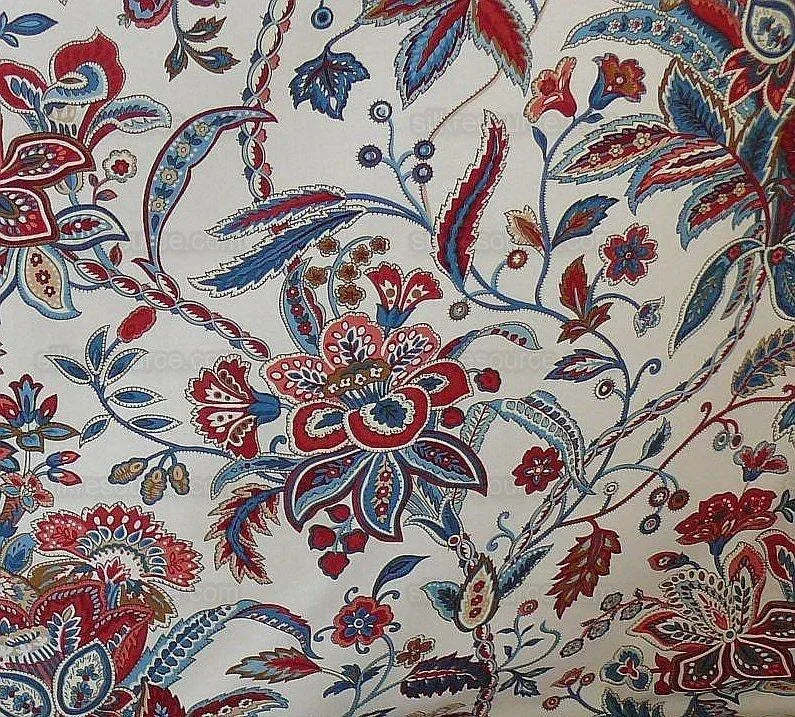 Scalamandre Aldeburgh Paisley Tree Of Life Toile Chintz Printed Palampores Cotton Rose Pink Real Blue Red Indian Chintz