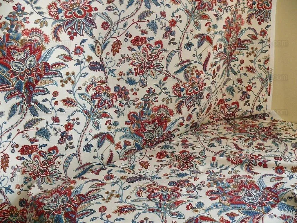 Scalamandre Aldeburgh Paisley Tree Of Life Toile Chintz Printed Palampores Cotton Rose Pink Real Blue Red Indian Chintz