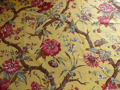Nobilis "atala" Hand Print Yellow,red Peony  2.4 Yd Piece