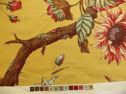 Nobilis "atala" Hand Print Yellow,red Peony  2.4 Yd Piece