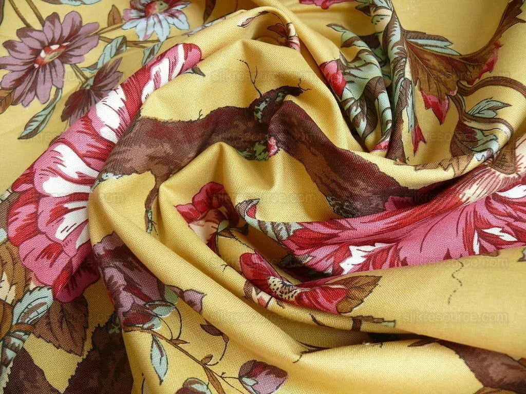 Nobilis "atala" Hand Print Yellow,red Peony  2.4 Yd Piece