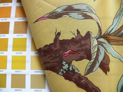 Nobilis "atala" Hand Print Yellow,red Peony  2.4 Yd Piece