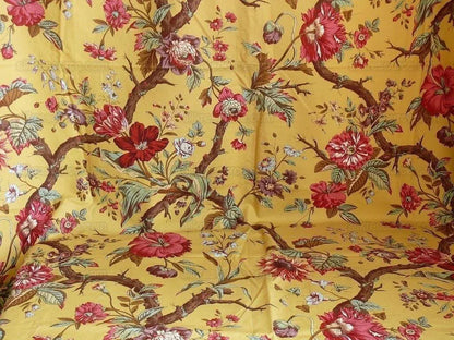 Nobilis "atala" Hand Print Yellow,red Peony  2.4 Yd Piece