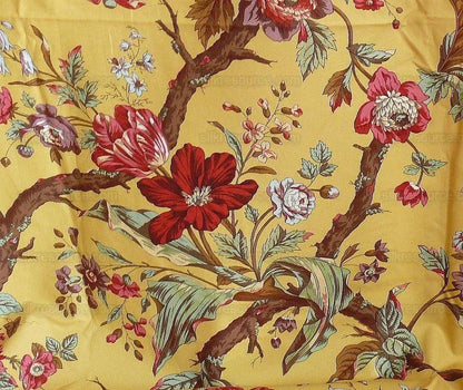 Nobilis "atala" Hand Print Yellow,red Peony  2.4 Yd Piece