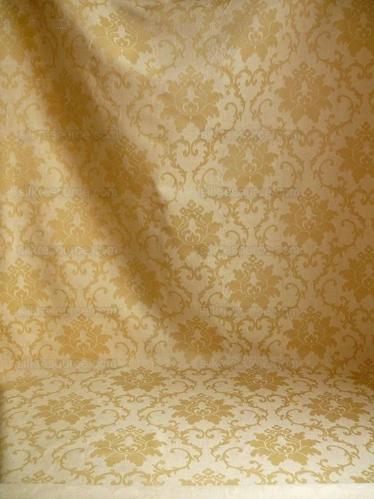 By Yard BRUNSCHWIG &amp; FILS YELLOW MAIZE LOTUS MEDALLION DAMASK #979