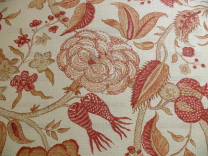 Colmar Colefax & Fowler Linen Print Red On Off White 3.25 Yd