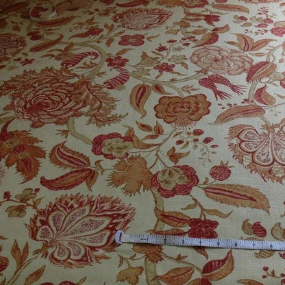 COLMAR COLEFAX & FOWLER LINEN PRINT RED ON OFF WHITE 3.25 yd