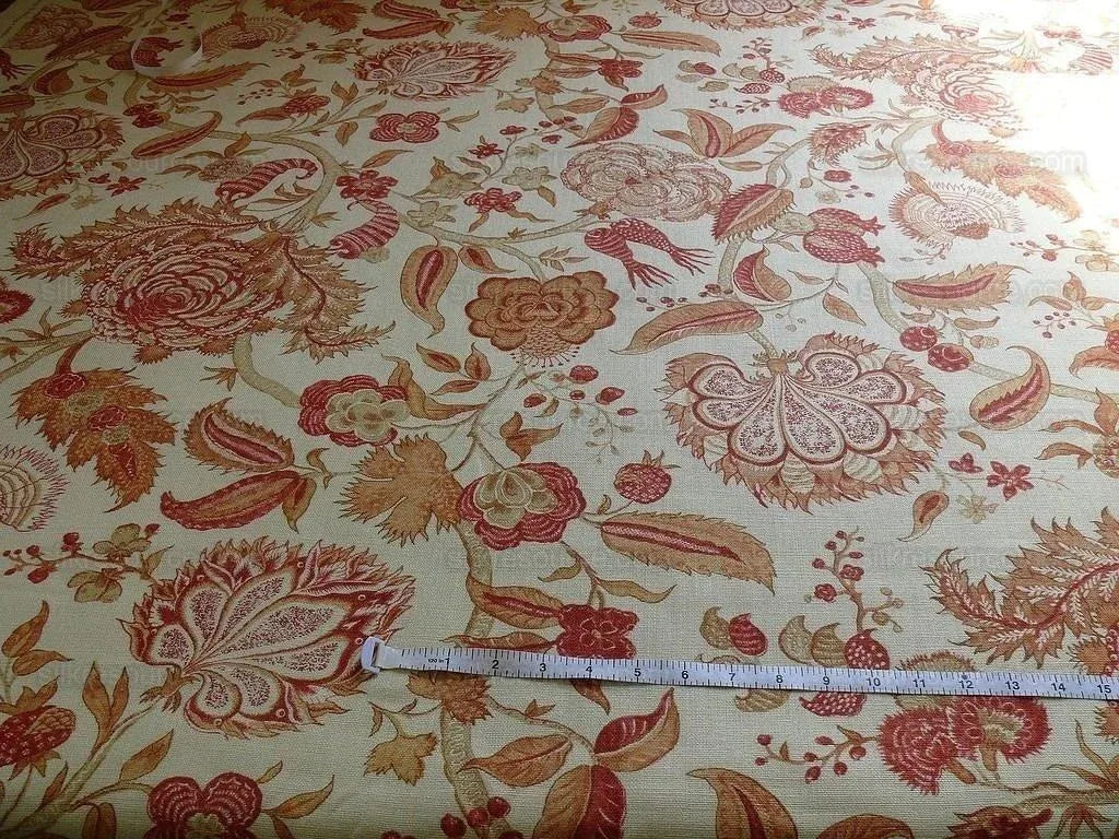 Colmar Colefax & Fowler Linen Print Red On Off White 3.25 Yd