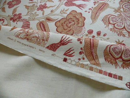 Colmar Colefax & Fowler Linen Print Red On Off White 3.25 Yd