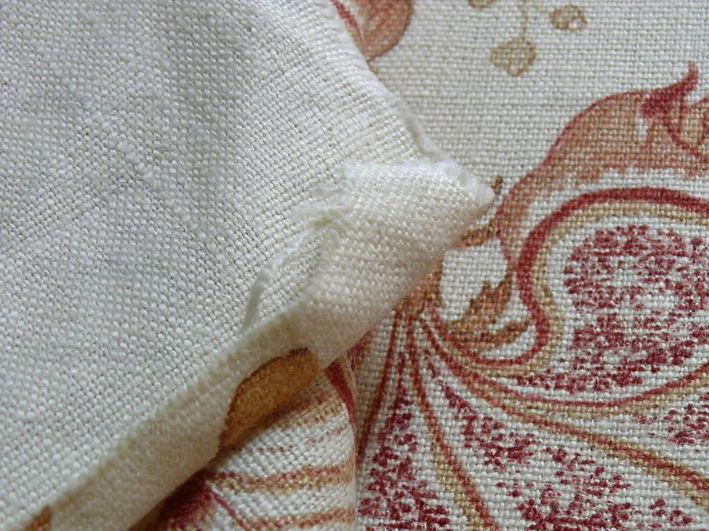 Colmar Colefax & Fowler Linen Print Red On Off White 3.25 Yd