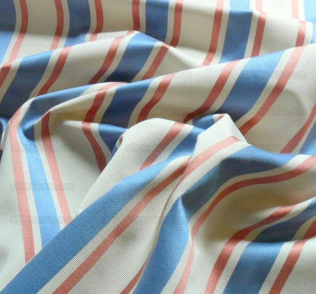 By Yd Lee Jofa Ferrara Quarry Stripe Blue/rose Red On White MSRP USD 160/Y