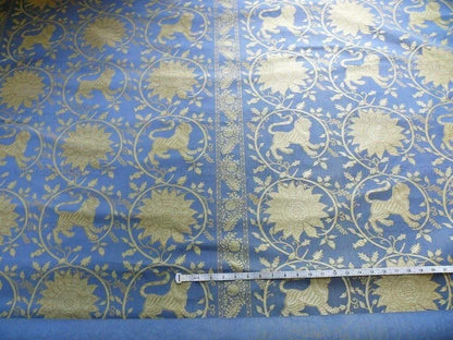 Bty Lee Jofa Kalabagh Weave Tiger Sniff Rose Sapphire Blue Gold