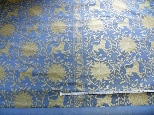 Bty Lee Jofa Kalabagh Weave Tiger Sniff Rose Sapphire Blue Gold