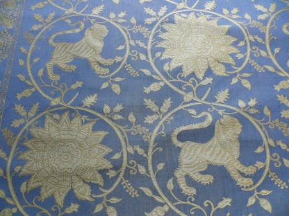 Bty Lee Jofa Kalabagh Weave Tiger Sniff Rose Sapphire Blue Gold