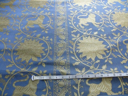 Bty Lee Jofa Kalabagh Weave Tiger Sniff Rose Sapphire Blue Gold